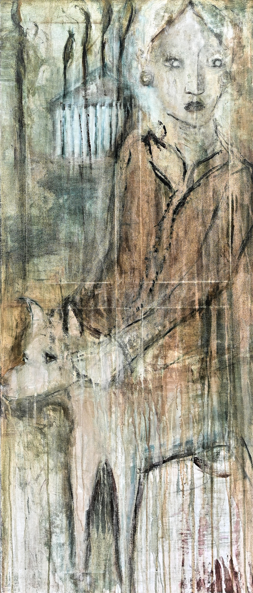 Diana at the temple gate -acrylic on canvas